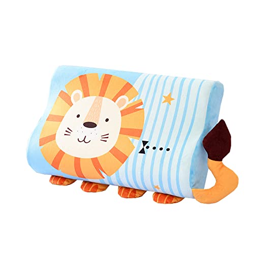 愛之舟 LOVEBOAT 子供用枕 低反発枕 二段階の選べる高さ 選べる3サイズ 大人用 洗える 通気性 動物 (45x26x7~5, ライオン)