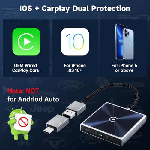 Wireless CarPlay Adapter for iPhone, Converts Wired to Wireless Apple CarPlay Adapter, Includes USB-A to USB-C Dongle, Easy Use, Stable Control, No Delay, Compatible with Cars from 2016 & iOS 10+ - Image 6