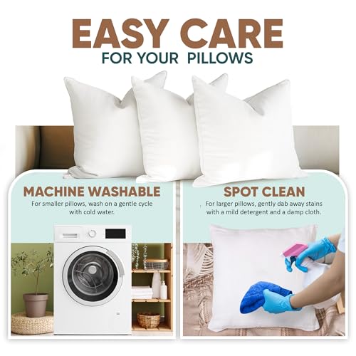 Pillowflex Synthetic Down Alternative Pillow Inserts for Shams - Comfy Pillows for Sleeping, Perfect Pillow & Best Sleeping Pillows, Handmade Down Alternative Throw Pillow Inserts - (30x30 Set of 2)
