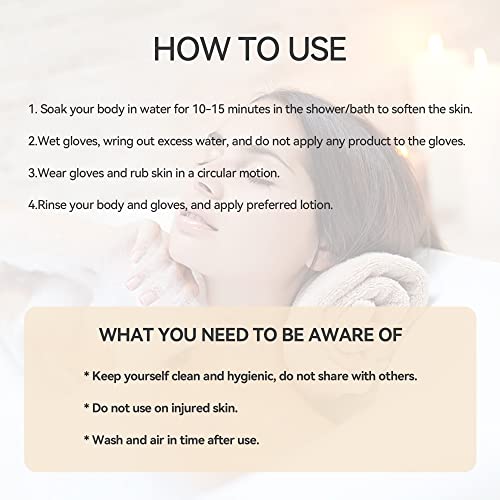 Image of Deep Exfoliating Gloves 2-Pack for Bath or Shower - Body Scrub for Men and Women to Remove Dead Skin and Dirt - Home Spa Self-Tanning Tool