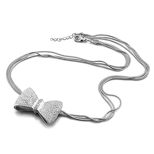 Collier nœud en argent 925, maille serpent double rang élégante pour femme