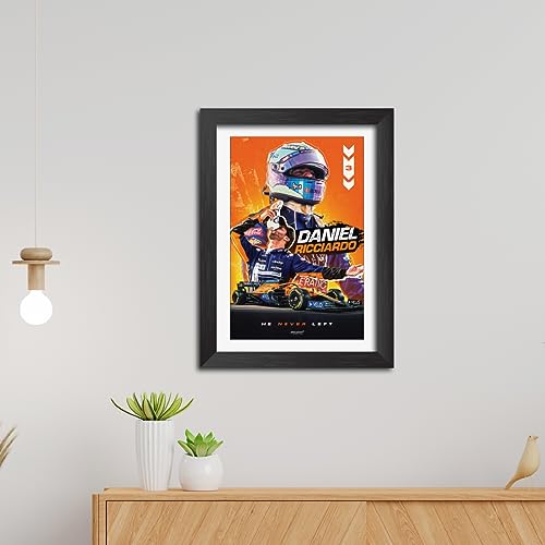 Image of TenorArts Daniel Ricciardo Poster F1 Driver Posters Formula One Photo Frame Painting with Matt Finish Black Texture (12 inches x 9inches)