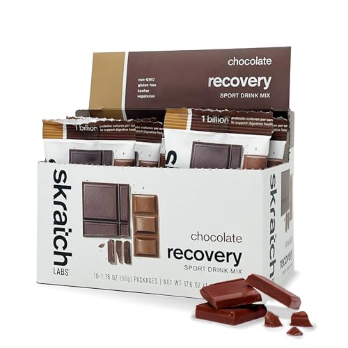 Image of Skratch Labs Recovery Sport Drink Mix - Chocolate | 4:1 Carb‑to‑Protein Post‑Workout Formula for Fast Recovery | Complete Milk Protein, Electrolytes & Probiotics | 10 Single‑Serve Packets