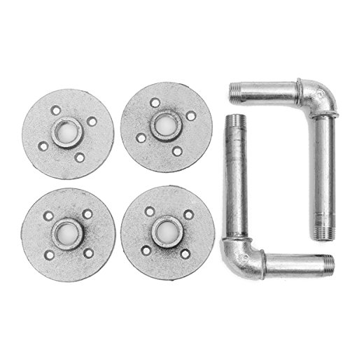 2Pcs Ferro Tubo Mensola Staffe Argento Industriale Acciaio Supporto Home Decor Fai Da Te