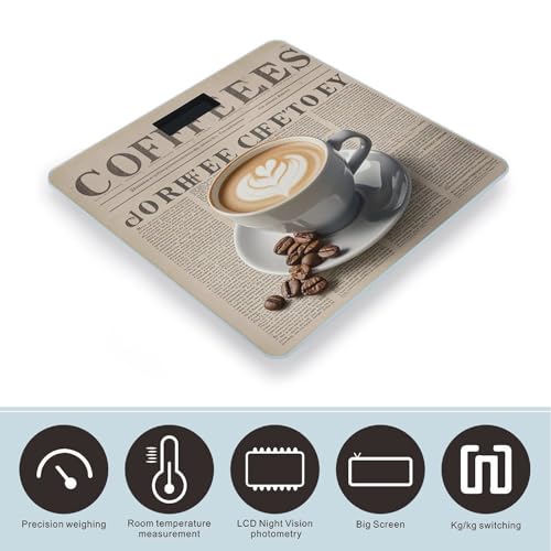 Báscula Digital Vintage Coffee de Vidrio Templado para Baño miniatura 3
