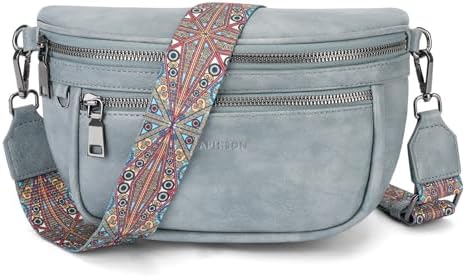 APHISON Damen Bauchtasche Umhängetasche Veganes Leder RFID Blockierung Mehrere Fächer Ultraleicht Hochwertig Verstellbarer Breiter Schultergurt Alltag