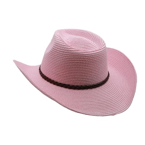 Image of Straw Cowgirl Hat for Women Cowboy Hats for Men Wide Brim Sun Hat Shapeable Western Hat Beach Hat