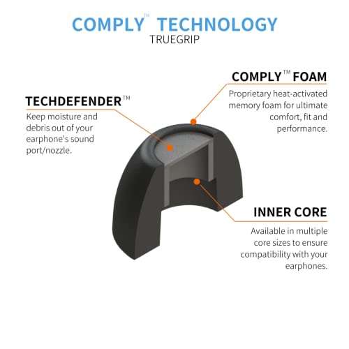 Comply TW-200-A | Memory Foam Replacement Earbud Tips for Anker Soundcore, JBL, Skullcandy, EarFun & More | Ultimate Comfort, Secure Fit, Superior Noise Isolation | Black (S/M/L) (3 Pairs) by COMPLY - Image 4