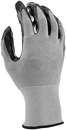 Firm Grip Nitrile Coated Tough Working Gloves: Black, Large Size (10 Pairs)