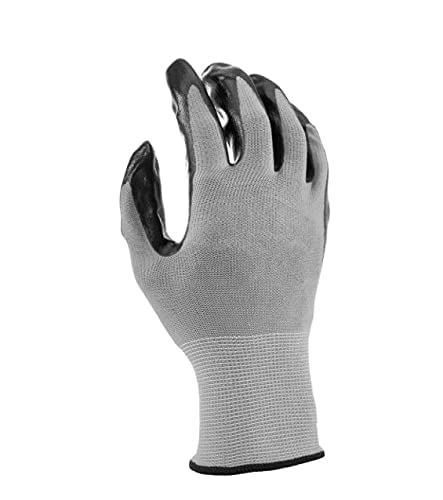 Firm Grip Nitrile Coated Tough Working Gloves: Black, Large Size (10 Pairs) #TOP2
