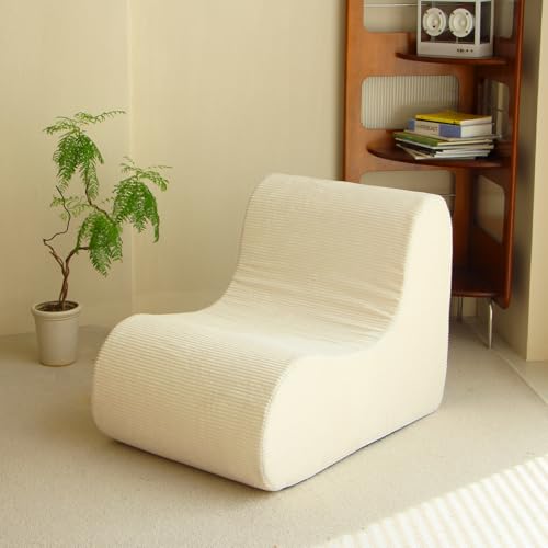 N&V Single Seat Foam Sofa: Armless Floor Chair with High-Density Foam Cushion and Removable, Machine-Washable Cover (White) by N&V - Used condition - CA$103.73