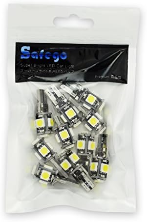 Safego W5W LED Bulb T10 Canbus LED White Car Light Bulbs T10 W5w 5 SMD 5050 Super Bright 194 168 2825 Wedge LED Car Lights Source Replacement Bulbs Side Map Interior Lamps Pack of 10