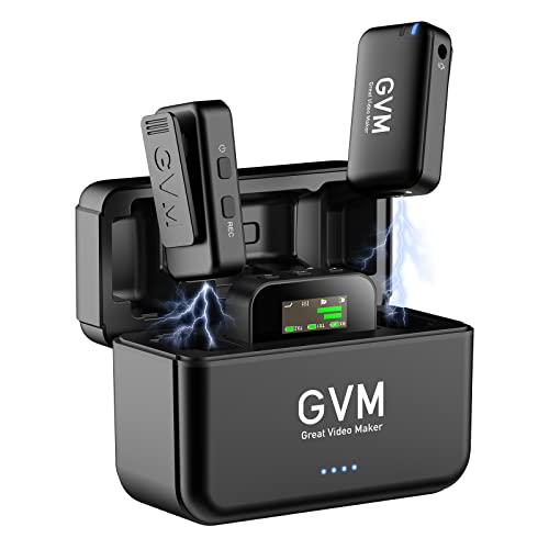 Image of Gvm Noise-Canceling Microphone for Accurate Human Voice Recognition Even When Working Lawn Mowers; 2.4Ghz Lavalier Mic with Charg Case Independent Storage 20H for Video Record&Interview etc