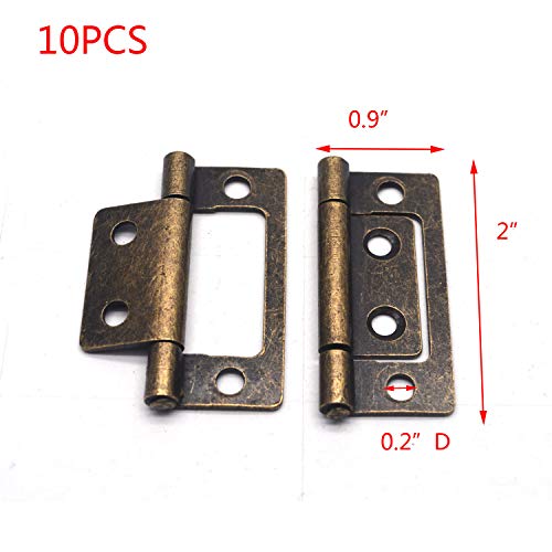 T Tulead Antique Cabinet Hinges 2-Inch Bronze Hinge Non-Mortise Hinge Interior Door Hinges Pack Of 10 With Mounting Screws #TOP1