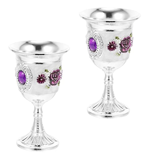 TOPBATHY 2piezas Copa De Vino Blanco De Aleación Copa De Estilo Lujoso Vintage Cáliz De Vino Decorativo Hogar
