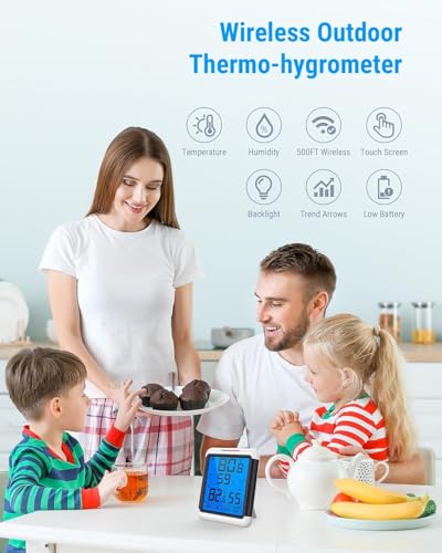 Image of LABART ThermoPro TP65 Digital Wireless Hygrometer Indoor Outdoor Thermometer Wireless Temperature and Humidity Monitor with Jumbo Touchscreen and Backlight Humidity Gauge, 200ft /60m Range