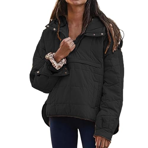 Women's Puffer Pullover Jacket Lightweight Quilted Light Winter Jackets for Women Dolman Hoodies Padded Coat Tops4