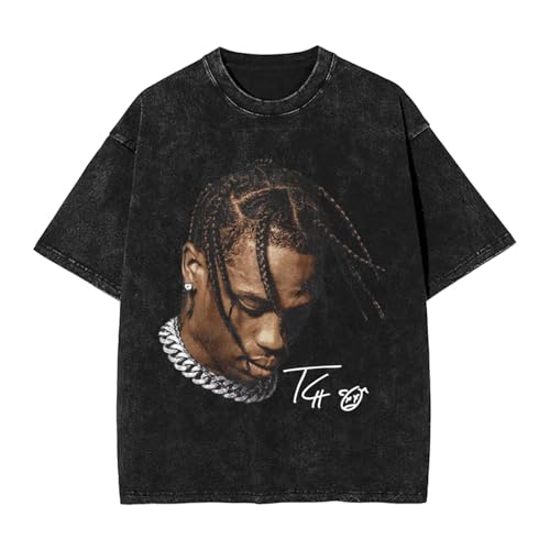 Travis Rapper Scott Vintage T Shirts Womans Mens Crew Neck Short Sleeve Oversized Top Fashion Tees Unisex T-Shirt