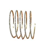 Rhinestone Arm Cuff Jewelry for Women - Multilayer Sparkling Crystal Bracelet, Upper Arm Bangle Strand Wrap - Silver Prom Bridal Jewelry for Party Bride Wedding - 5 Layers Gold