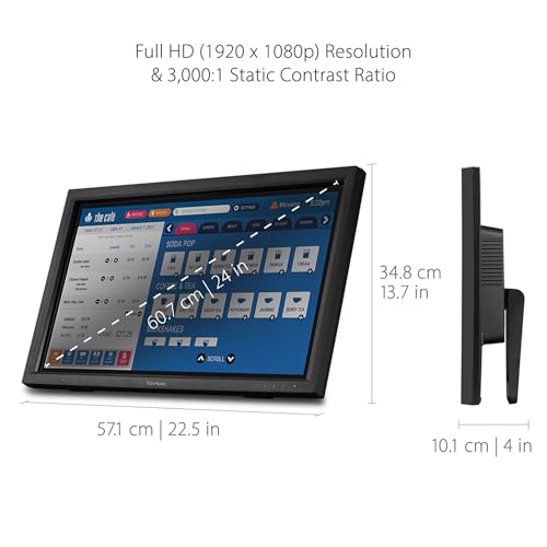 ViewSonic TD2423D 24 Inch 1080p Touch Screen Monitor, 10-Point Multi IR Touch for Retail POS and Kiosk, 7H Scratch-Resistant Glass, Eye Care, 100x100mm VESA Compatible, HDMI, VGA, DisplayPort, USB Hub by ViewSonic - Image 5
