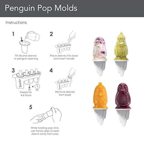 image for Tovolo Ice Pop, Flexible Silicone Freezer Molds Set of 4 Unique Pengui