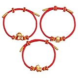 Pulsera de cuerda roja de caballo, joyería de muñeca de 3 piezas, pulsera de buena suerte con abalorio, accesorio de moda con ajuste ajustable, ideal para mujeres, niñas, damas, esposas, novias, uso