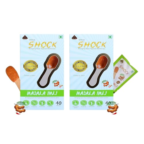 Image of Shock Masala Imli Pack of 2 (240 Gm) | Tamarind & Jaggery Candy | Sweet & Sour Traditional Indian Tangy Candy - 80 Pieces