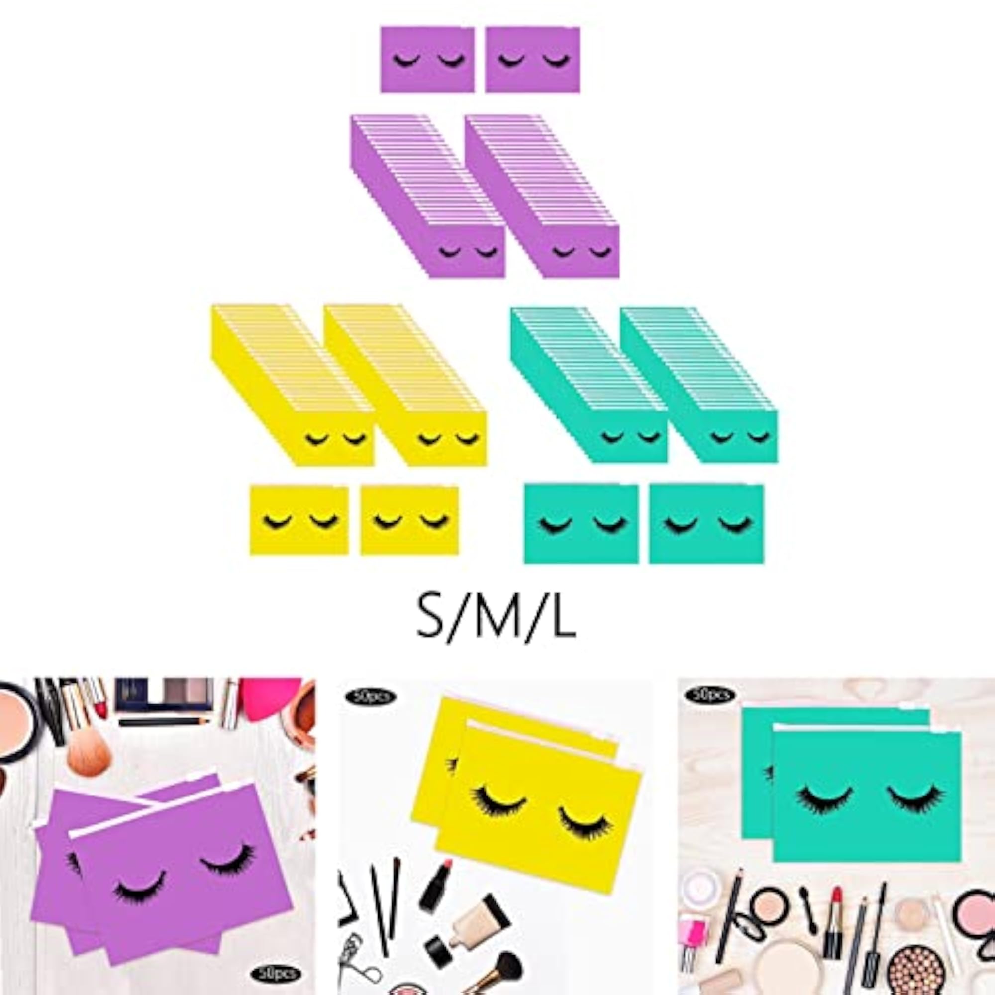 Multipurpose 50Pcs Eyelash Makeup Bags with Zipper