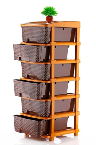 Image of 6 Xl Plastic Modular Drawer System For Home, Office, Hospital, Parlor, School, Doctors, Home And Kids, Product Dimension When Assembeled (30Cmx37Cmx90Cm) (BROWN CHOCOLATE, 6XL)