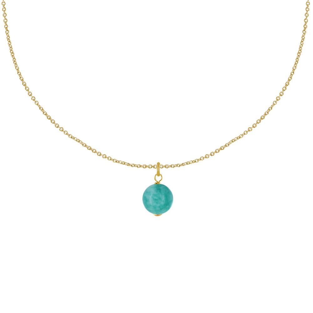Collier Plaqué Or d'exception et sa Perle d'Amazonite véritable de style joaillerie - 6