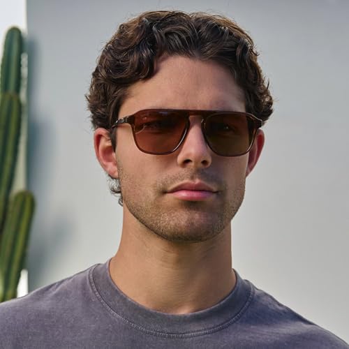 Image of WearMe Pro Polarized Modern Aviator One-Bridge Square Mens Sunglasses
