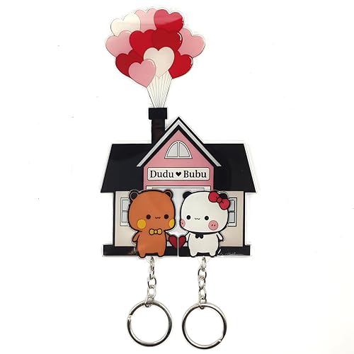 YOKUSHI Bubu and Dudu Porte-clés mural en acrylique pour couple d'ours mignons pour femme, sac à dos, clés de voiture, cadeau (B)