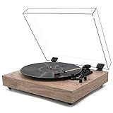 Vintage 3-Speed Turntable Bluetooth Input Record Player Vinyl Record Player with Twin Built-in...