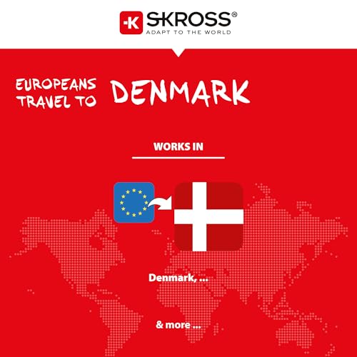 SKROSS Reisestecker mit USB - Deutschland nach Dänemark - Reiseadapter zur Anwendung von Geräten mit Schuko- oder Eurostecker in Dänemark