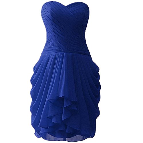 YuNuo Short Chiffon Sweetheart Evening Bridesmaid Party Cocktail Prom Dresses Royal Blue 2
