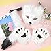 XEPST Furry Fox Wolf Cosplay Set with Mask Tail Paw Gloves, Animal Cosplay Costume Kit for Anime Fancy Dress Accessories Halloween Christmas Dress Up Carnival Role Play Party Supplies, White