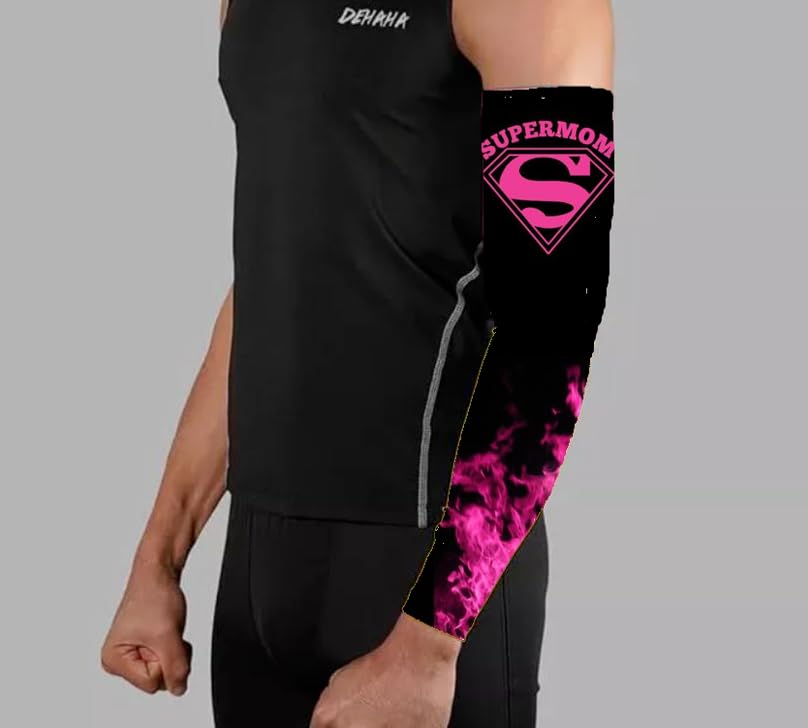 Super Mom Pink Mothers Day Boys Baseball Girls Softball Compression Arm Sleeve2