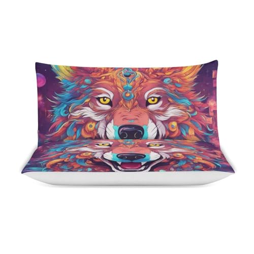 ZGDPBYF Colchas de animais selvagens lobo king size penas de animais presas estampa cabeça de lobo,