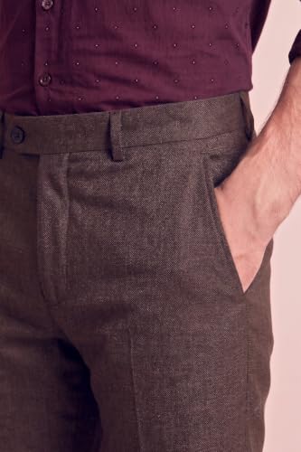 Image of Peter England Men's Premium Formal Stretchable Knit Super Slim Fit Trouser | Comfort Lycra | 360-Degree Stretch