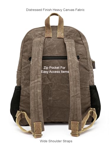 Image of The House of tara Canvas Laptop Backpack for Men & Women 16 Liters | Casual Bag with Waterproof Inner Lining & Laptop Compartment (fits up to 15.6 Inch) | Suitable for College & Travel (Acron Brown)