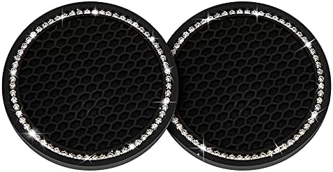 SAVITA 2 Pcs Car Cup Holder Coasters Rhinestone Car Accessories Glitter Car Coasters Bling Car Cup Mats for Cars, Trucks, Vehicles
