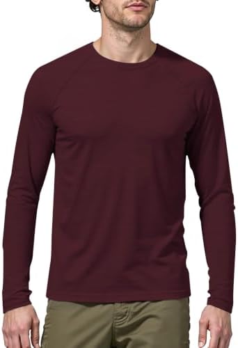 ineepor Merino Shirt Herren Langarm Funktionsshirt Sportshirt Wandershirt | Atmungsaktiv, Schnelltrocknend, Geruchshemmend, Long Sleeve, Gym, Fitness, Trekking