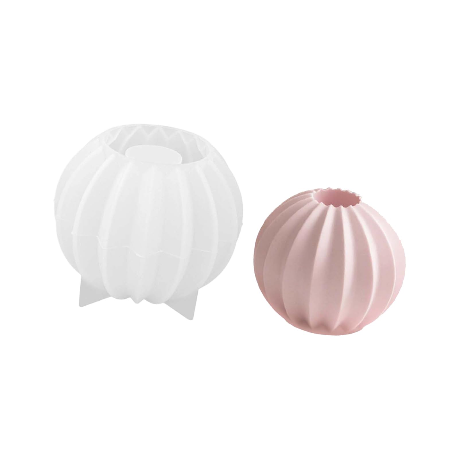 NEWFT Multipurpose Silicone Molds Striped Sphere Shape Silicone Molds for Candlestick Soap Resin Casting Project Resin Creative Craft