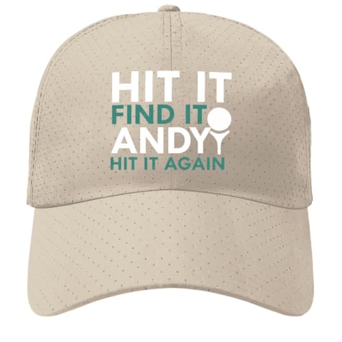 Golf Slogan Hit It Find It and Hit Again Quick-Dry Baseball Cap for Mens Trendy Washed Distressed Baseball Cap
