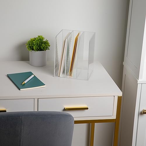 Martha Stewart Organizador de arquivos Brody, organizador de arquivos de mesa de 3 seções, organizad