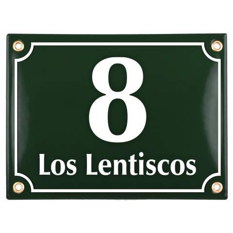 Placas de Dirección – Ceramica Numeros Casa Exterior Personalizada – 20x15 cm - Verde