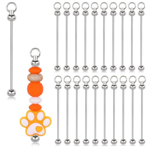 WEWAYSMILE 20 Stück Rohlinge Perlen-Schlüsselanhänger, Perlenbestickter Schlüsselanhänger, Zur Herstellung Von DIY-Schmuck Mit Schlüsselanhänger-Zubehör (Silber)