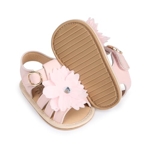Image of HsdsBebe Baby Girls Sandals Bohemia Flower Bow Soft Sole Toddler First Walkers Beach Summer Shoes
