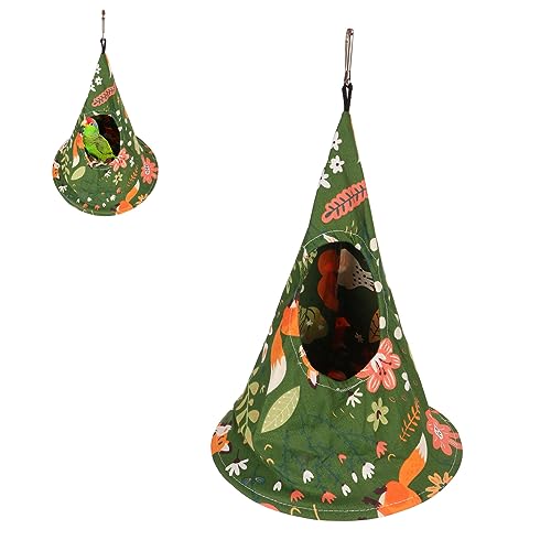 Mbeysaq Barraca de ninho de papagaio cama de rede de pássaro verde algodão barraca de pássaro para t