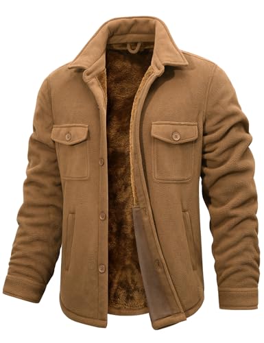 heekpek Chaqueta Hombre Invierno Camisa Franela Leñador Cazadora Forrada Termica Chaquetas para Hombre con Bolsillos, Kaqi, L